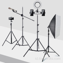 2.6m LED Ring Lamp fotografi tripod light stand